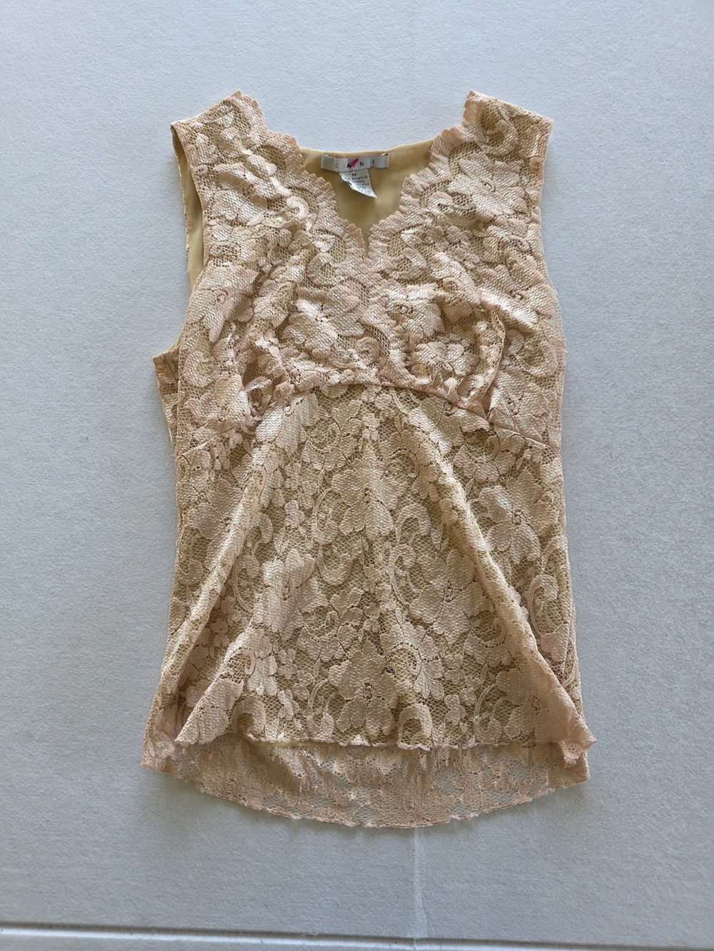 Fairycore Lightweight Abi Lace Overlay Tank in Light Pink & Cream